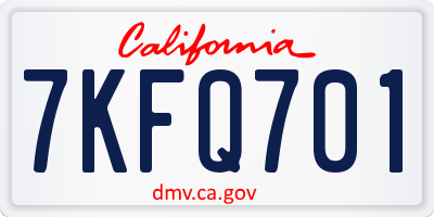 CA license plate 7KFQ701