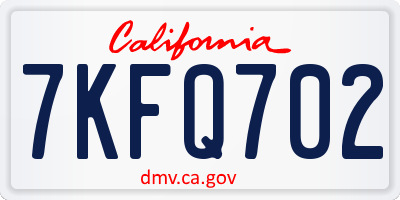 CA license plate 7KFQ702