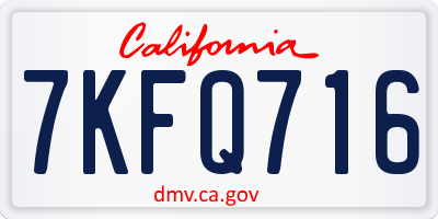CA license plate 7KFQ716