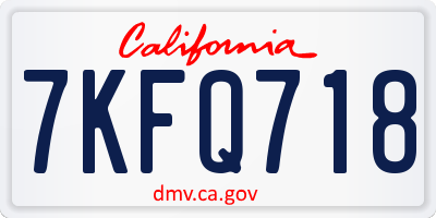 CA license plate 7KFQ718