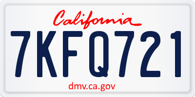 CA license plate 7KFQ721