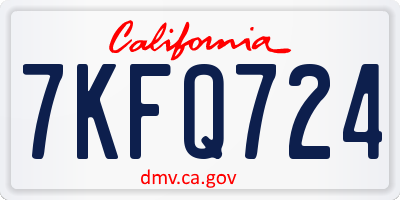 CA license plate 7KFQ724
