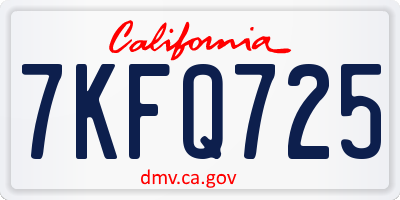 CA license plate 7KFQ725