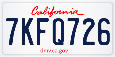 CA license plate 7KFQ726