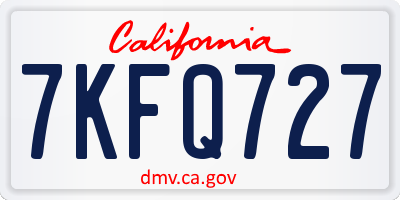 CA license plate 7KFQ727