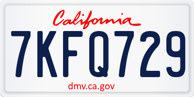 CA license plate 7KFQ729