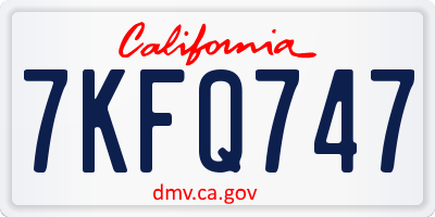 CA license plate 7KFQ747