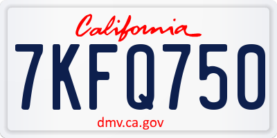 CA license plate 7KFQ750