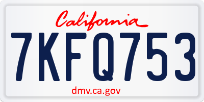 CA license plate 7KFQ753