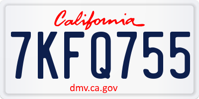 CA license plate 7KFQ755