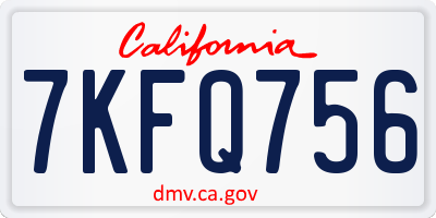 CA license plate 7KFQ756