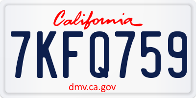 CA license plate 7KFQ759