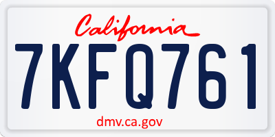 CA license plate 7KFQ761