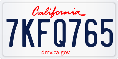 CA license plate 7KFQ765