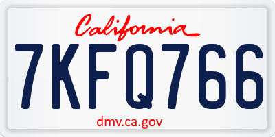 CA license plate 7KFQ766