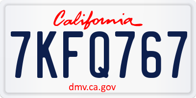 CA license plate 7KFQ767