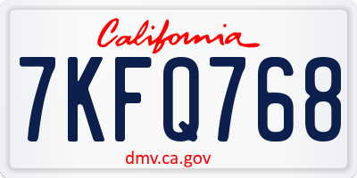 CA license plate 7KFQ768