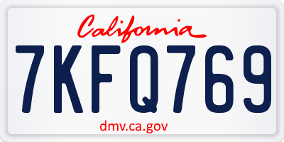 CA license plate 7KFQ769
