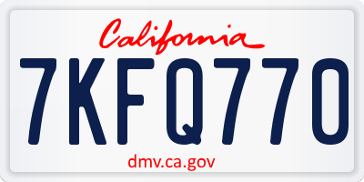 CA license plate 7KFQ770