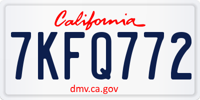 CA license plate 7KFQ772