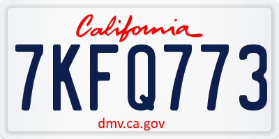 CA license plate 7KFQ773