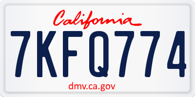 CA license plate 7KFQ774