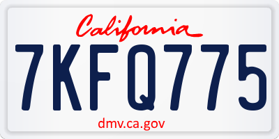 CA license plate 7KFQ775