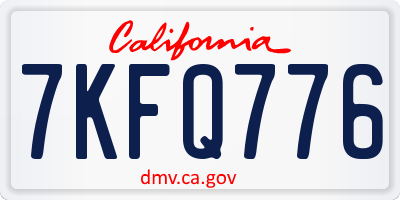 CA license plate 7KFQ776