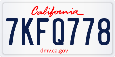 CA license plate 7KFQ778