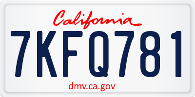 CA license plate 7KFQ781