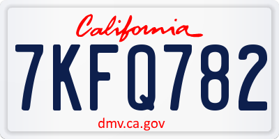 CA license plate 7KFQ782