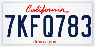 CA license plate 7KFQ783