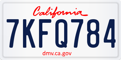 CA license plate 7KFQ784