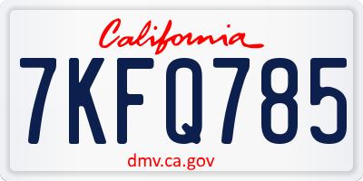 CA license plate 7KFQ785
