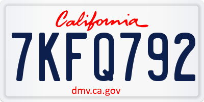 CA license plate 7KFQ792