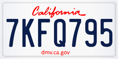 CA license plate 7KFQ795