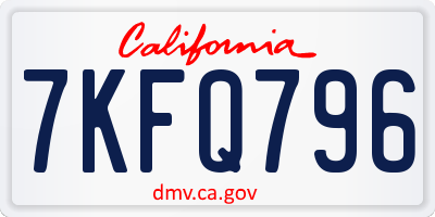 CA license plate 7KFQ796