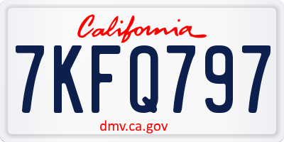 CA license plate 7KFQ797