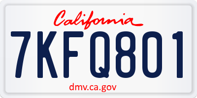 CA license plate 7KFQ801