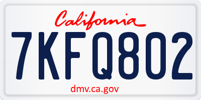 CA license plate 7KFQ802