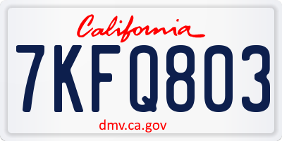 CA license plate 7KFQ803