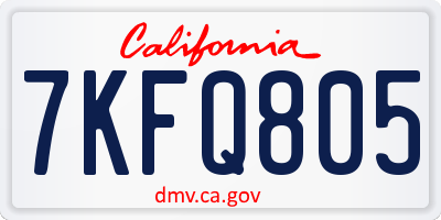 CA license plate 7KFQ805