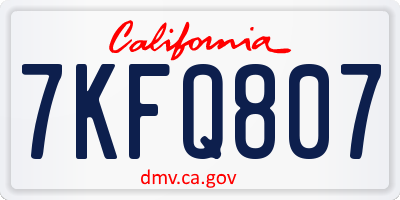 CA license plate 7KFQ807