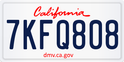 CA license plate 7KFQ808