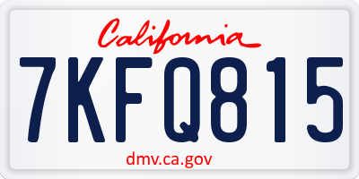 CA license plate 7KFQ815