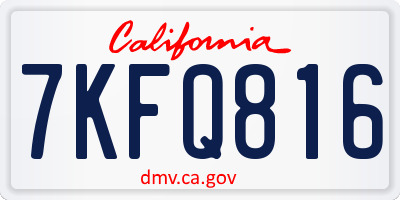 CA license plate 7KFQ816