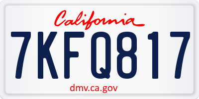 CA license plate 7KFQ817