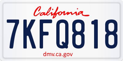 CA license plate 7KFQ818