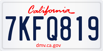 CA license plate 7KFQ819