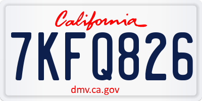 CA license plate 7KFQ826